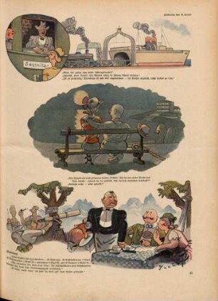 "Was, der ganze Zug wird 'rübergebracht?..." "Wie schnell wir uns gefunden haben..." "Serviert"