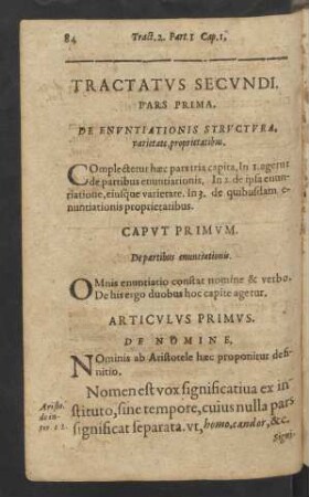 Pars Prima. De Enuntiationis Structura, varietate, proprietatibus.