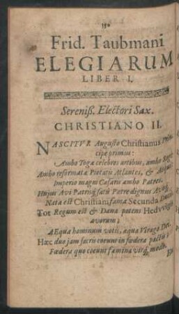 Frid. Taubmani Elegiarum Liber I.