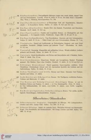 Silberarbeiten, Schmucksachen (Nr. 112-149)