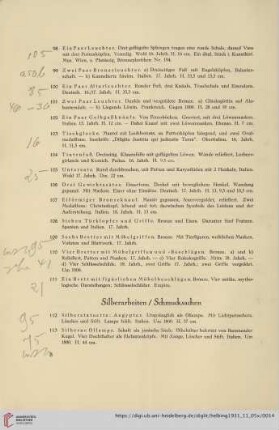 Silberarbeiten, Schmucksachen (Nr. 112-149)
