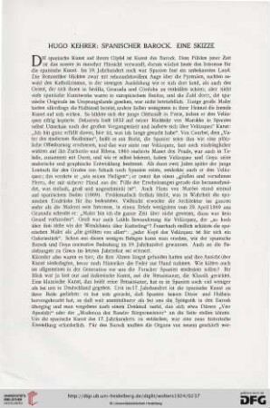 Hugo Kehrer: Spanischer Barock. Eine Skizze