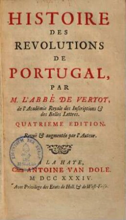 Histoire des Revolutions de Portugal