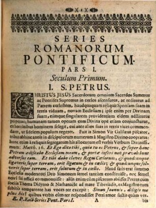 Series Romanorum Pontificum : Cum Reflexionibus Historicis
