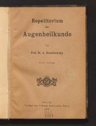 Repetitorium der Augenheilkunde