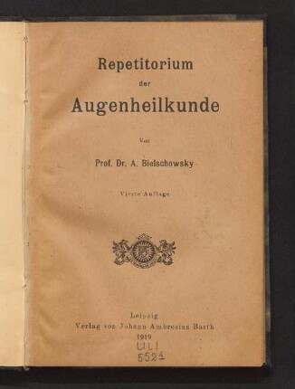 Repetitorium der Augenheilkunde