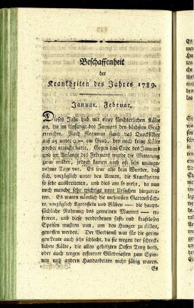 Beschaffenheit der Krankheiten des Jahres 1789.