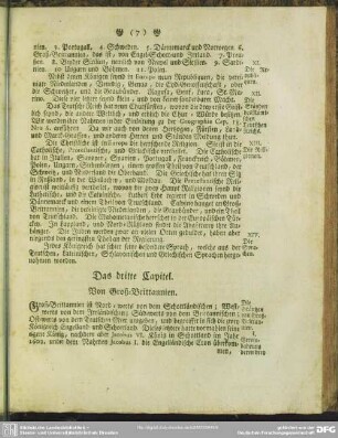 Das dritte Capitel. Von Groß-Brittannien