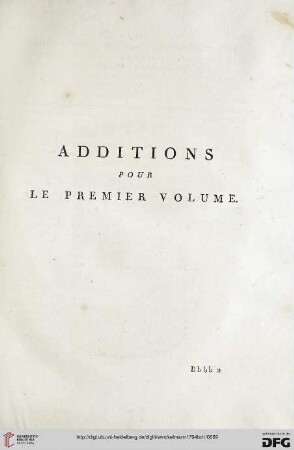 Additions pour le premier volume