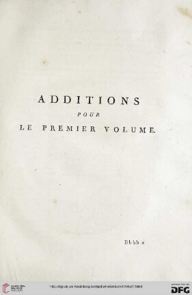 Additions pour le premier volume