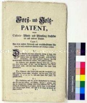 Patent von Franz Xaver Prinz von Sachsen zur wirtschaftlichen Nutzung des Holzes, Schadensbekämpfung und Aufforstung