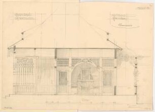 Gartenhaus Monatskonkurrenz Dezember 1899: Längsschnitt 1:20; Maßstabsleiste