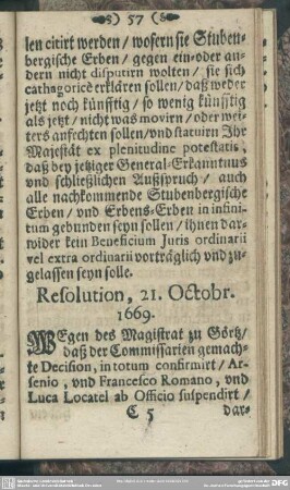 Resolution, 21. Octobr. 1669