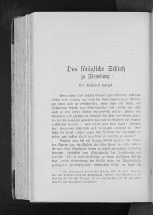 Das königliche Schloß zu Flensburg