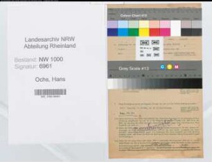 Entnazifizierung Hans Ochs, geb. 08.05.1904 (Brandingenieur)