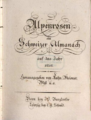 Alpenrosen : auf das Jahr .., 1816