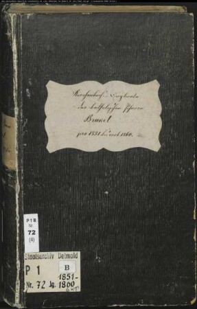 Kirchenbuchduplikat der katholischen Gemeinde Brakel, Kreis Höxter (GHT 1851-1860) (Gemeinde: Katholische Gemeinde Brakel)