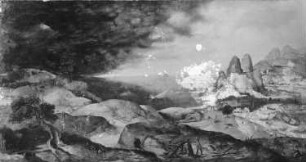 Felsenlandschaft mit Meeresufer bei aufziehendem Gewitter (Wunder der Heiligen Katharina)