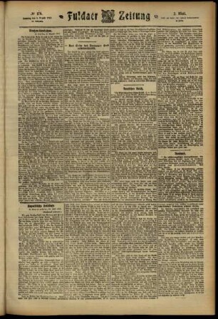 Zweite Ausgabe vom Samstag, den 03. August 1912.