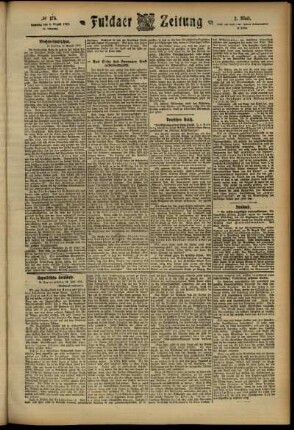 Zweite Ausgabe vom Samstag, den 03. August 1912.