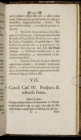 VII. Caroli Caes. IV. Prospera & adversa fama