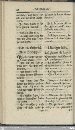 Das VI. Gespräch. Vom Schachspiel
