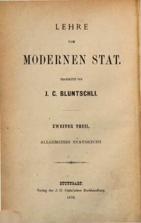 Lehre vom modernen Stat. 2, Allgemeines Statsrecht
