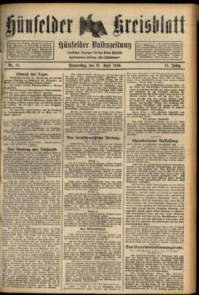 Ausgabe vom Donnerstag, den 29. April 1926.