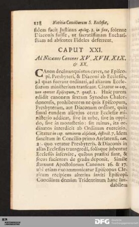Caput XXI. Ad Nicaenos Canones XV. XVII. XIX. & XX.