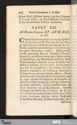Caput XXI. Ad Nicaenos Canones XV. XVII. XIX. & XX.