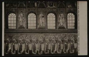 Ansichtskarte von Hofmannsthal an Gabriele Oppenheimer aus Ravenna mit Innenansicht der Sant’Apollinare Nuovo