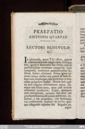 Praefatio Editionis Quartae. Lectori Benevolo S.