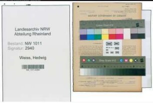 Entnazifizierung Hedwig Weiss , geb. 27.01.1899 (Fuersorgerin)