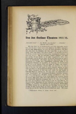 Von den Berliner Theatern 1911/12