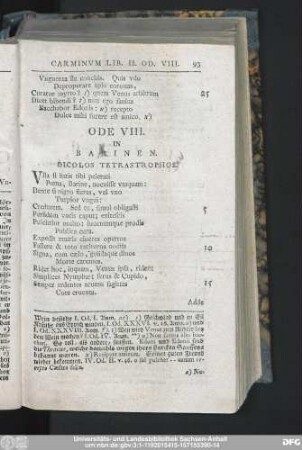 Ode VIII. In Barinen.