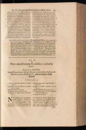 Tit. IX. De Potu ministrorum Ecclesiae a collectis libero