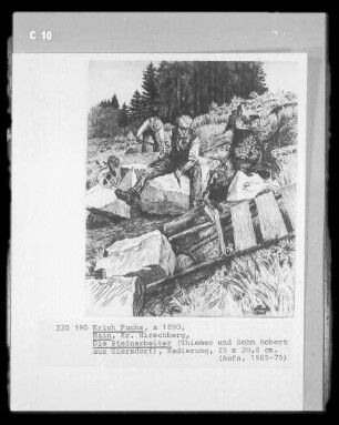Die Steinarbeiter (Thiemer und Sohn Robert aus Giersdorf; Hain, Kreis Hirschberg)