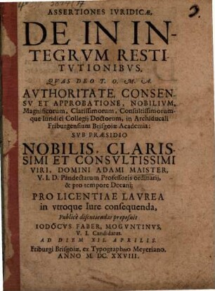 Assertiones iur. de in integrum restitutionibus