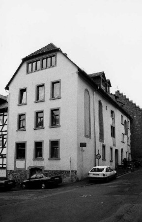 Reste der ehemalige Klosterkirche (Wohnhaus); Gelnhausen, Töpfergasse 5, Stadtschreiberei 1