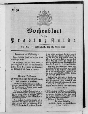 Nr. 20, Ausgabe vom 20. Mai 1843
