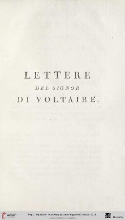 Lettere del Signor di Voltaire