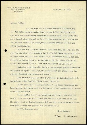 W. Kraiker an K. Kübler