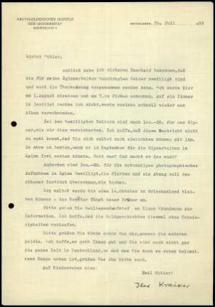 W. Kraiker an K. Kübler