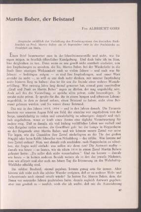 Martin Buber, der Beistand