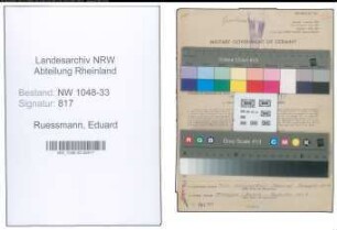Entnazifizierung Eduard Ruessmann , geb. 07.03.1898 (Lehrer)