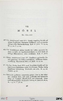 VII. Möbel (Nr. 408-434)