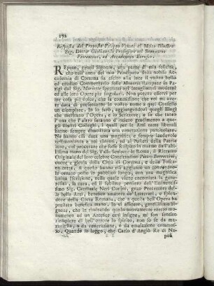 Risposta del Proposto Filippo Venuti al Molto Illustre Sig. Dottor Giulianelli [...]
