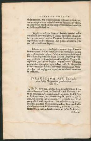 Iuramentum Per Notarios Sedis Moguntinae praestandum tale est.