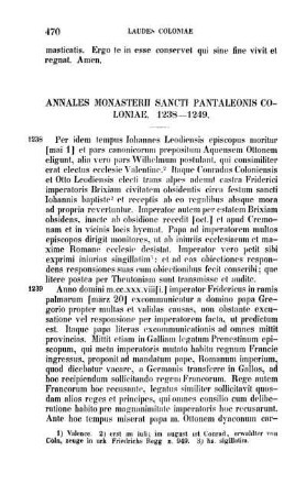 Annales Monasterii Sancti Pantaleonis Coloniae. 1238 - 1249.