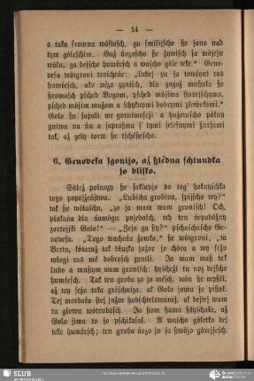 6. Genovefa sgonijo, až ßlédna schtundka jo blisko
